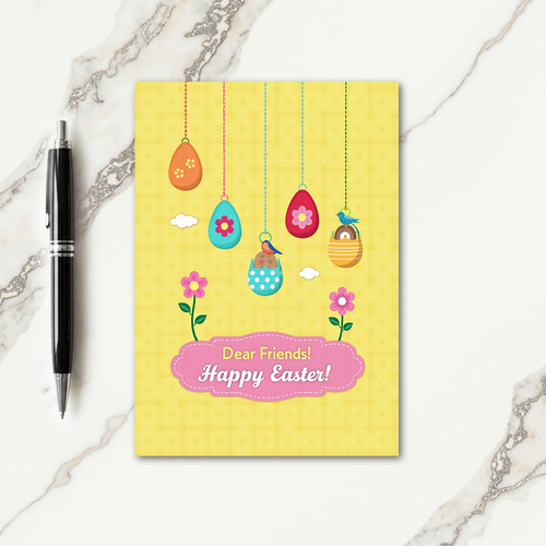 Hanging Floral Ovoids Easter Card