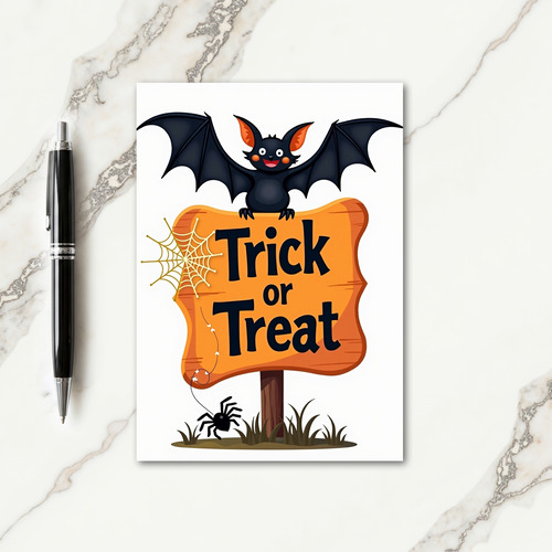 Happy Bat Trick Or Treat Card