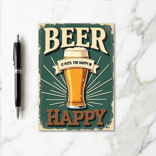 Happy Beer Vintage Style Card