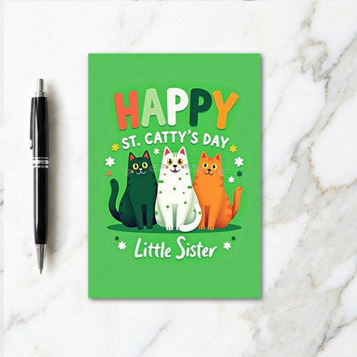 Happy Cat Day Little Sister Card
