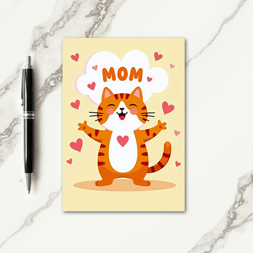 Happy Cat Mom Heart Pattern Card