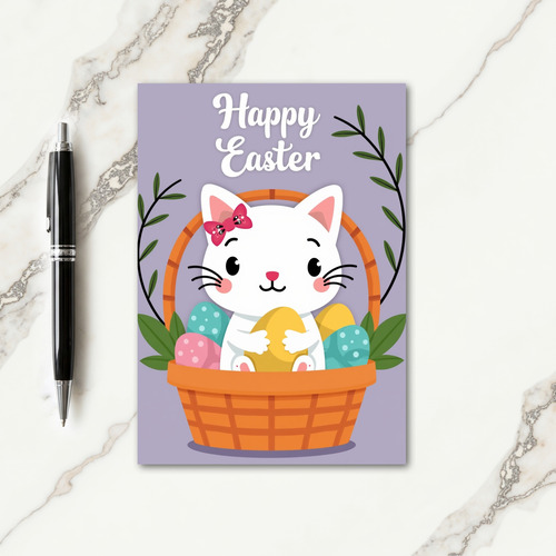Happy Cat Spring Basket Card