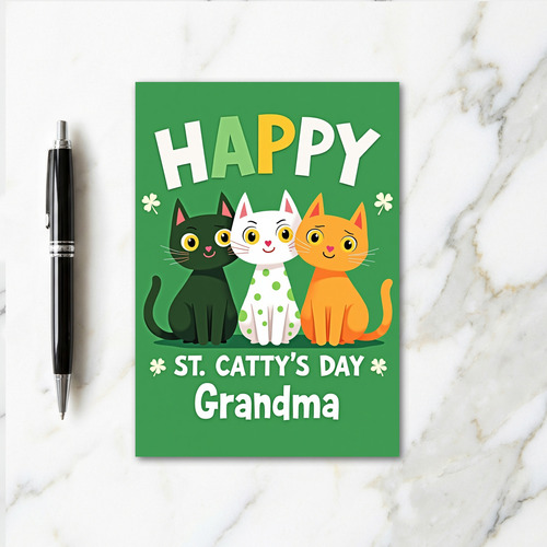Happy Cat St Cattys Day Grandma Card