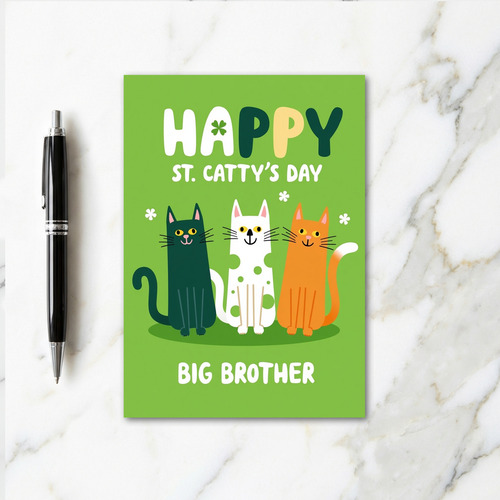 Happy Cat St Pattys Day Big Bro Card