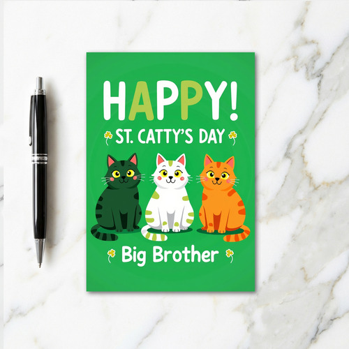 Happy Cat St Pattys Day Big Brother Card