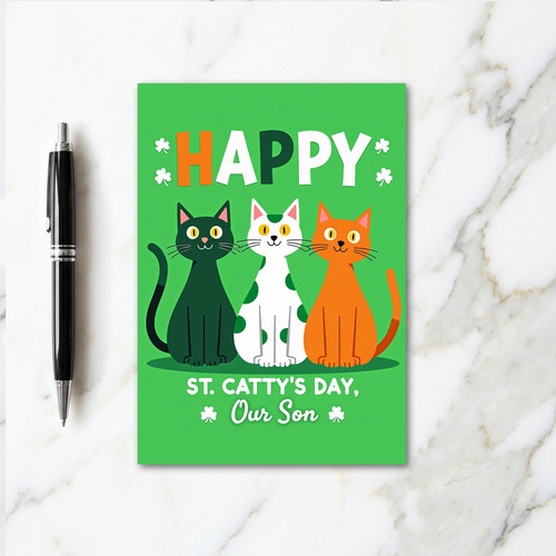 Happy Cat St Pattys Day Son Card