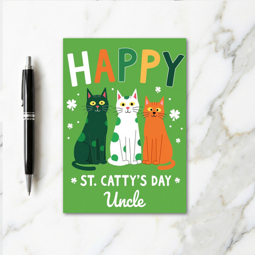 Happy Cat St Pattys Day Uncle Card