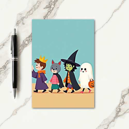 Happy Costumed Kids Card