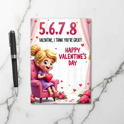 Happy Cute Girl Valentines Day Card