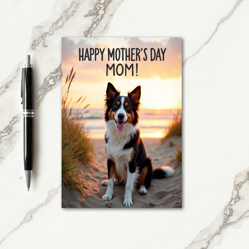Happy Dog Mothers Day Beach Scene Card