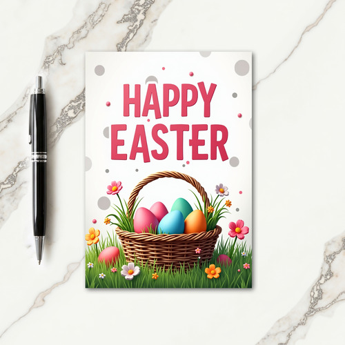 Happy Easter Basket Eggs Card
