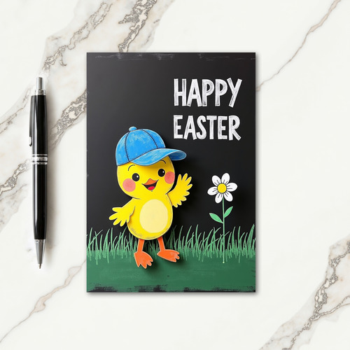 Happy Easter Bird Chalkboard Card