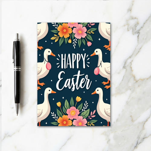 Happy Easter Birds Floral Card