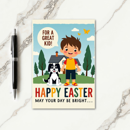 Happy Easter Boy Scene Card