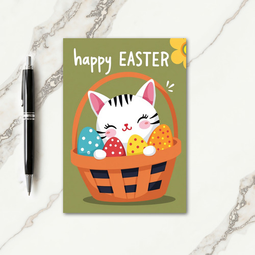 Happy Easter Cat Basket Card