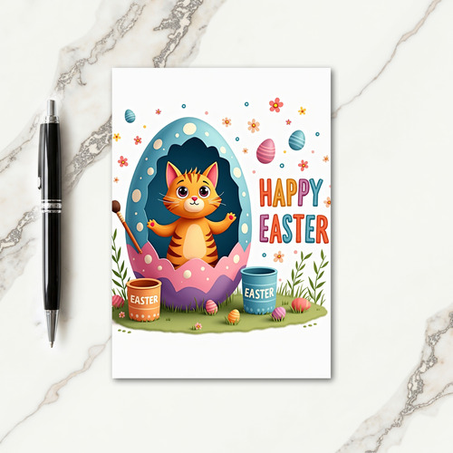 Happy Easter Cat Egg Card