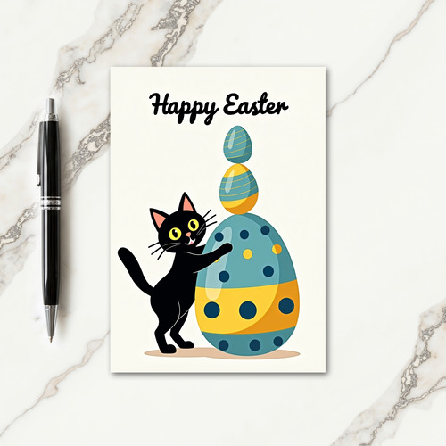 Happy Easter Cat Egg Stack Card