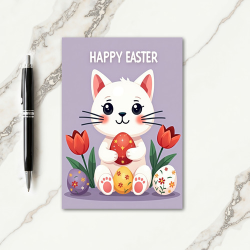 Happy Easter Cute Cat Egg Card
