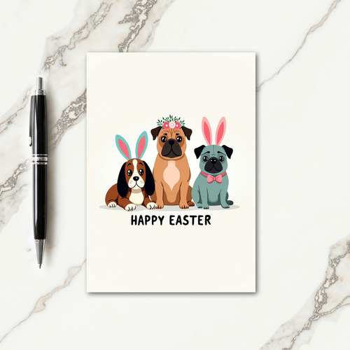 Happy Easter Dog Floral Crown Card