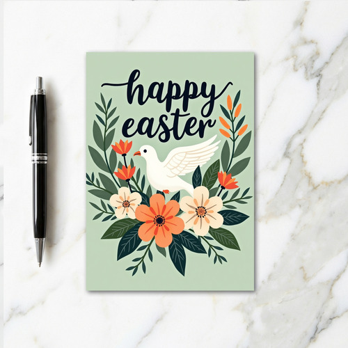 Happy Easter Dove Floral Card