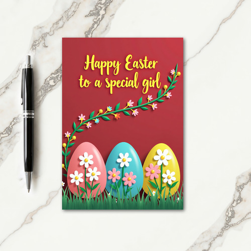 Happy Easter Girl Paper Art Card