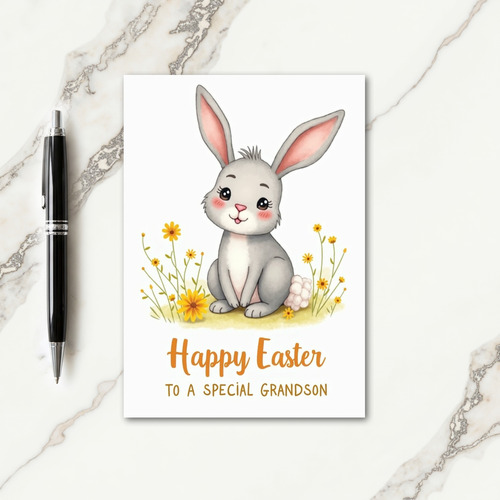 Happy Easter Grandson Cute Bunny Card