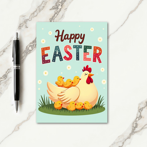 Happy Easter Hen Family Card