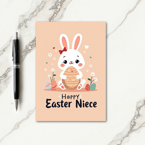 Happy Easter Niece Rabbit Egg Card