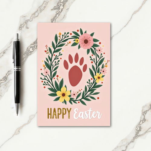 Happy Easter Paw Print Card