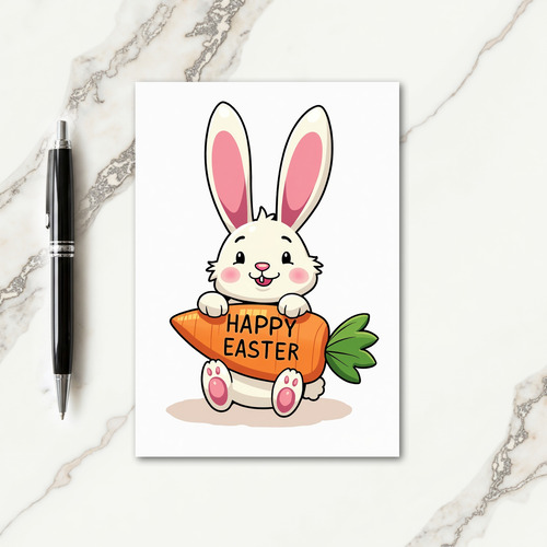 Happy Easter Rabbit Carrot Card