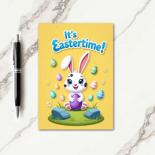 Happy Easter Rabbit Egg Pattern Card