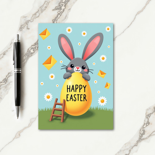Happy Easter Rabbit Egg Scene Card