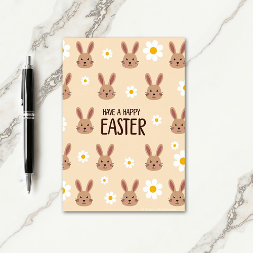 Happy Easter Rabbit Face Pattern Card