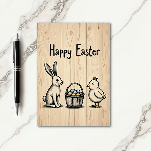 Happy Easter Rustic Wood Card