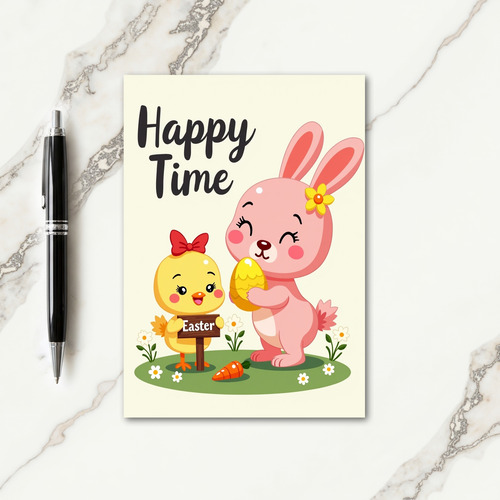 Happy Easter Time Card