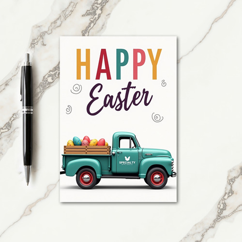 Happy Easter Truck Egg Holiday Card