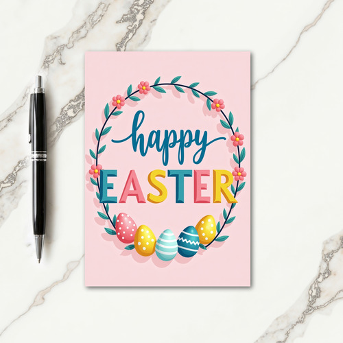 Happy Easter Wreath Pattern Card