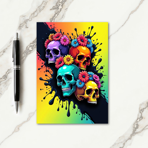 Happy Floral Skull Card