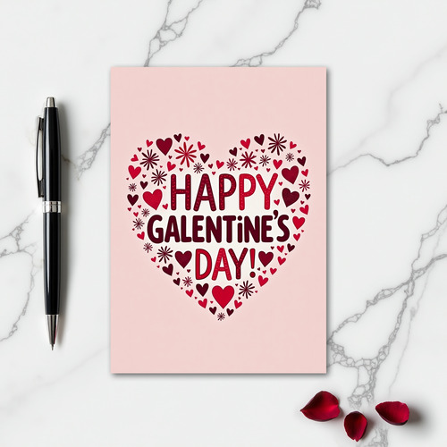 Happy Galentine Glitter Hearts Card