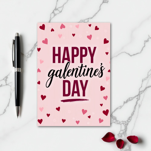 Happy Galentines Brushstroke Hearts Card