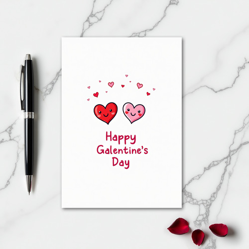 Happy Galentines Day Glossy Hearts Card
