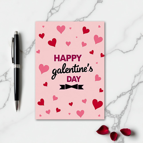Happy Galentines Day Heart Pattern Card