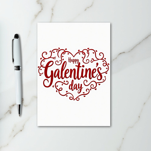 Happy Galentines Day Heart Scroll Card