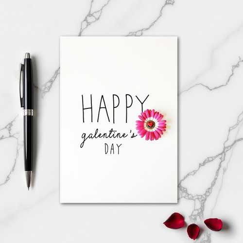 Happy Galentines Day Pink Flower Card