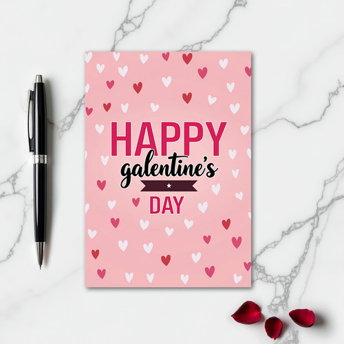 Happy Galentines Day Pink Heart Card