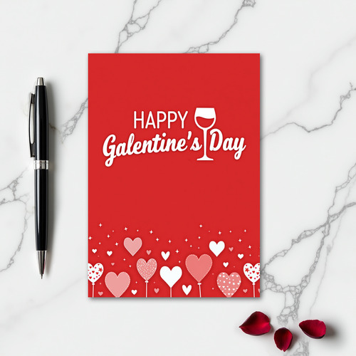 Happy Galentines Day Wine Card