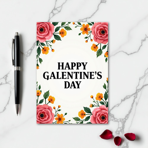 Happy Galentines Floral Painted Card