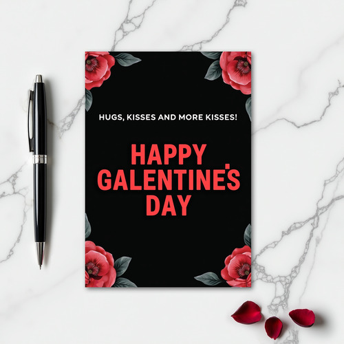 Happy Galentines Hugs And Kisses Card