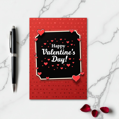 Happy Glossy 3D Heart Valentines Card