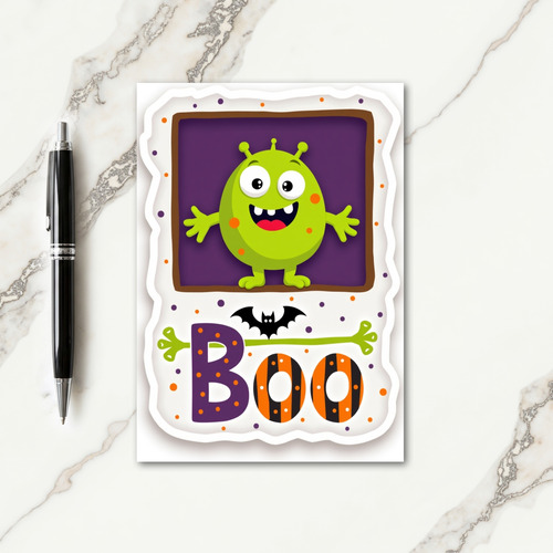 Happy Green Boo Card